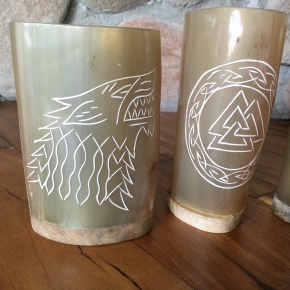 ✔️ Viking Drinking Horn Tumblers Set of 4 - Picture 6 of 8